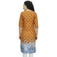 thumbnail image 1 of Bimba Women's Printed Tunic Mustard Georgette Kurti Kurta Indian Long Blouse-26, 1 of 4