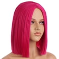thumbnail image 2 of RightOn Hot Pink Short Wigs Straight Bob Hair Wigs for Women Middle Part Synthetic Wigs Daily Party Use, 2 of 5