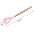 thumbnail image 2 of Silicone Pasta Fork, Food Grade Noodle Spoon with Natural Wooden Handle, BPA Free, Spaghetti Strainer & Server Spoon (12 inch, Pink), 2 of 5