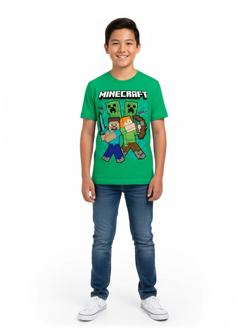 Minecraft Boys' & Big Boys', Short Sleeve, Graphic T-Shirt, Sizes
