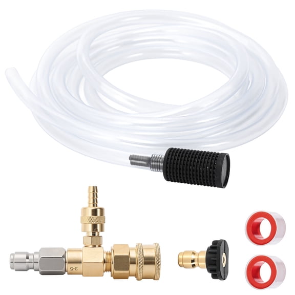 Downstream Chemical Injector Kit for Pressure Washer, Fixed Soap Injector with 3/8" Quick Connect, 3–5 GPM Flow Rate