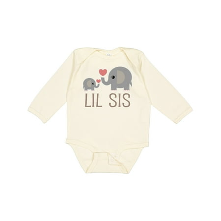 

Inktastic Little Sister Elephant Gift Baby Girl Long Sleeve Bodysuit
