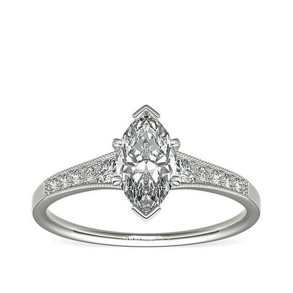 Diamond-Capitals IGI Certified Genuine Marquise Cut 2.20 Ct Latest Solitaire Lab Grown Diamond Engagement Ring for Women Solid 14K White Gold (E/VVS2) Size 7