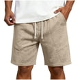 thumbnail image 3 of VBVC Men's and Men's Plus Drawstring Wide Leg Sweat Shorts with Pockets,Summer Breathable Athletic Shorts For Men,Khaki,S-5XL, 3 of 7
