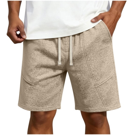 YLSDY Men's Summer Solid Printed Fashion Shorts, Drawstring Waist Pocket Design, Lightweight Casual Shorts for Men Khaki XXXL