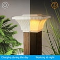 thumbnail image 4 of Solar Outdoor Post Cap Lights, Square Fence Light, Soft White Lamp, Creamy White Finish, 4 of 7