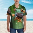 thumbnail image 2 of Haiem Red-Eyed Tree Frog Printed Hawaiian Shirt for Men - Men’s Casual Beach Summer Shirts - Stretch Fabric with Modern Fit-Large, 2 of 7