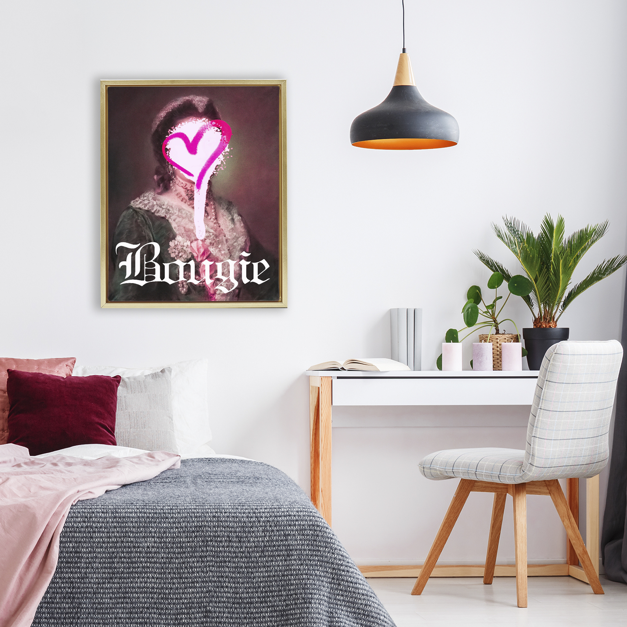 Bougie Classical Portrait Gold Framed Floater Canvas Wall Art, design by Lil' Rue