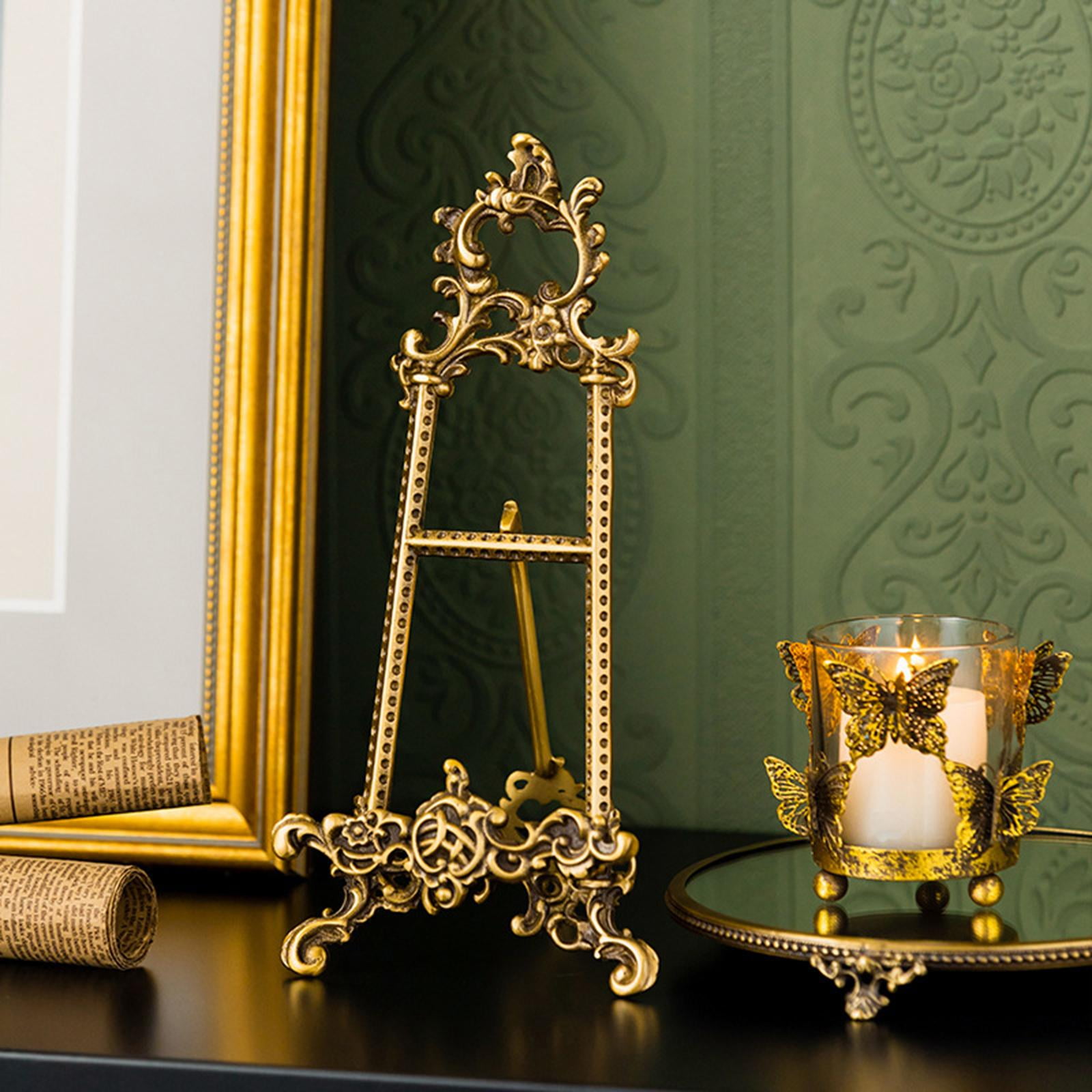 Vintage Plate Display Stand Brass Easel Picture Frame Stand Metal
