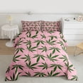 thumbnail image 2 of jejeloiu Nature Botanical Leaf Full Size Comforter Sets,Pink Green Bedding Sets For Girls Teens Reversible 3-Piece, 2 of 8
