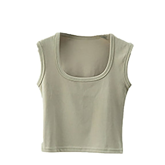 REDARER Girls' Square Neck Crop Top Tee - Summer Casual Basic Ribbed Knit Stretch Fit Comfortable Daily Wear Sleeveless Layering Tank,14 Years
