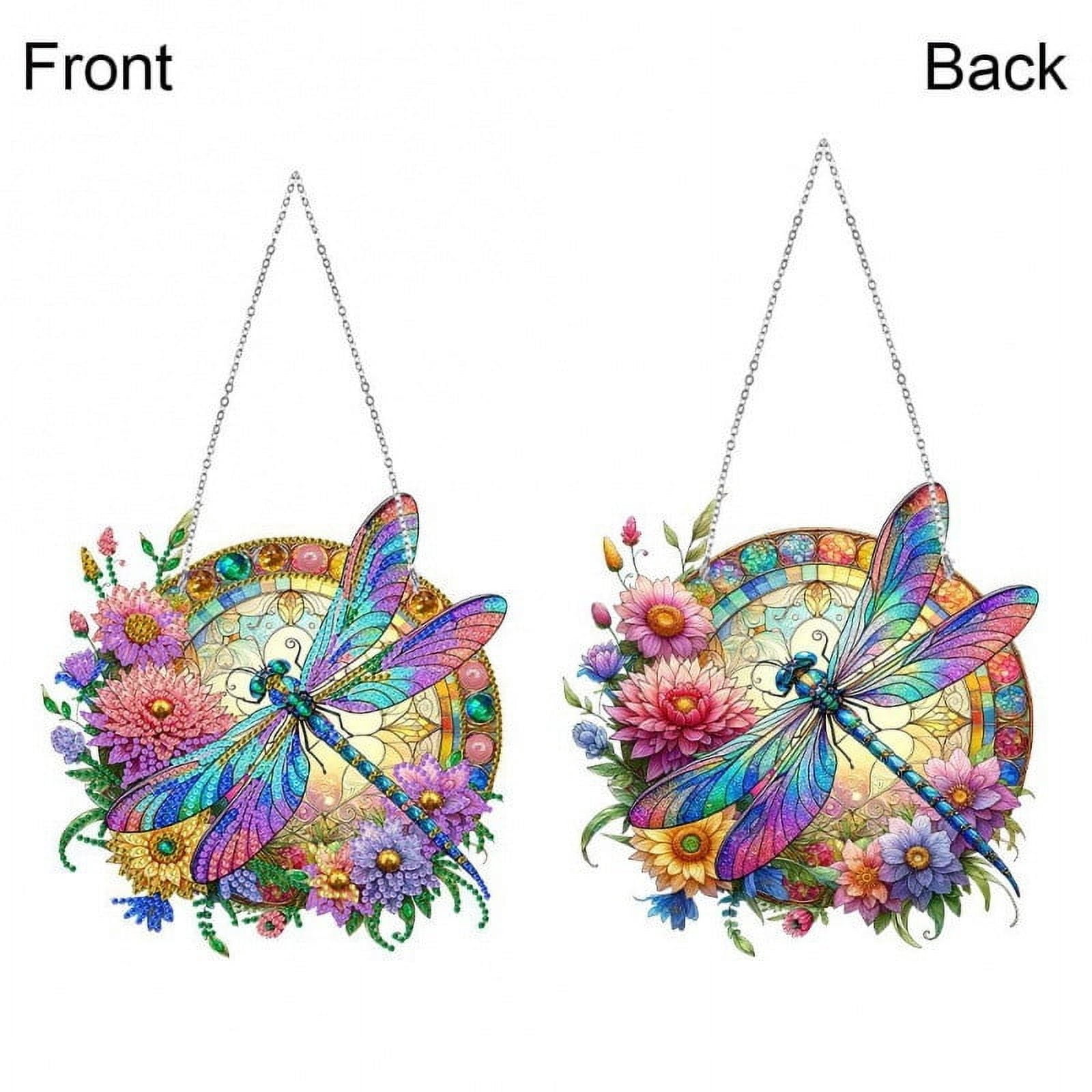 Diamond Art Painting Pendant Kits Painting Art Hanging Kit Dragonfly DIY Diamond Crystal Window Pendant Kit for Adults Gift Wall Home Decoration