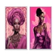 thumbnail image 2 of Designart "Pink Magenta Retro Glam Fashion Model" African American Woman Framed Wall Art Set Of 2 - Glam Pink Framed Wall Art Set Of 2, 2 of 6