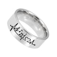 thumbnail image 3 of HIJONES Women Men's Stainless Steel Simple Musical Notes Heart Beat 8MM Wide Ring High Polished Comfort Fit Rings Silver Size 9, 3 of 5