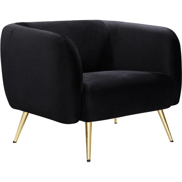 Meridian Furniture Harlow Velvet Accent Chair in Black and Gold