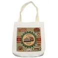 thumbnail image 1 of Retro Tote Bag, Composition of Vintage Retro Car Emblem in Faint Color Sixties Dated Irony Art, Cloth Linen Reusable Bag for Shopping Books Beach and More, 16.5" X 14", Cream, by Ambesonne, 1 of 2