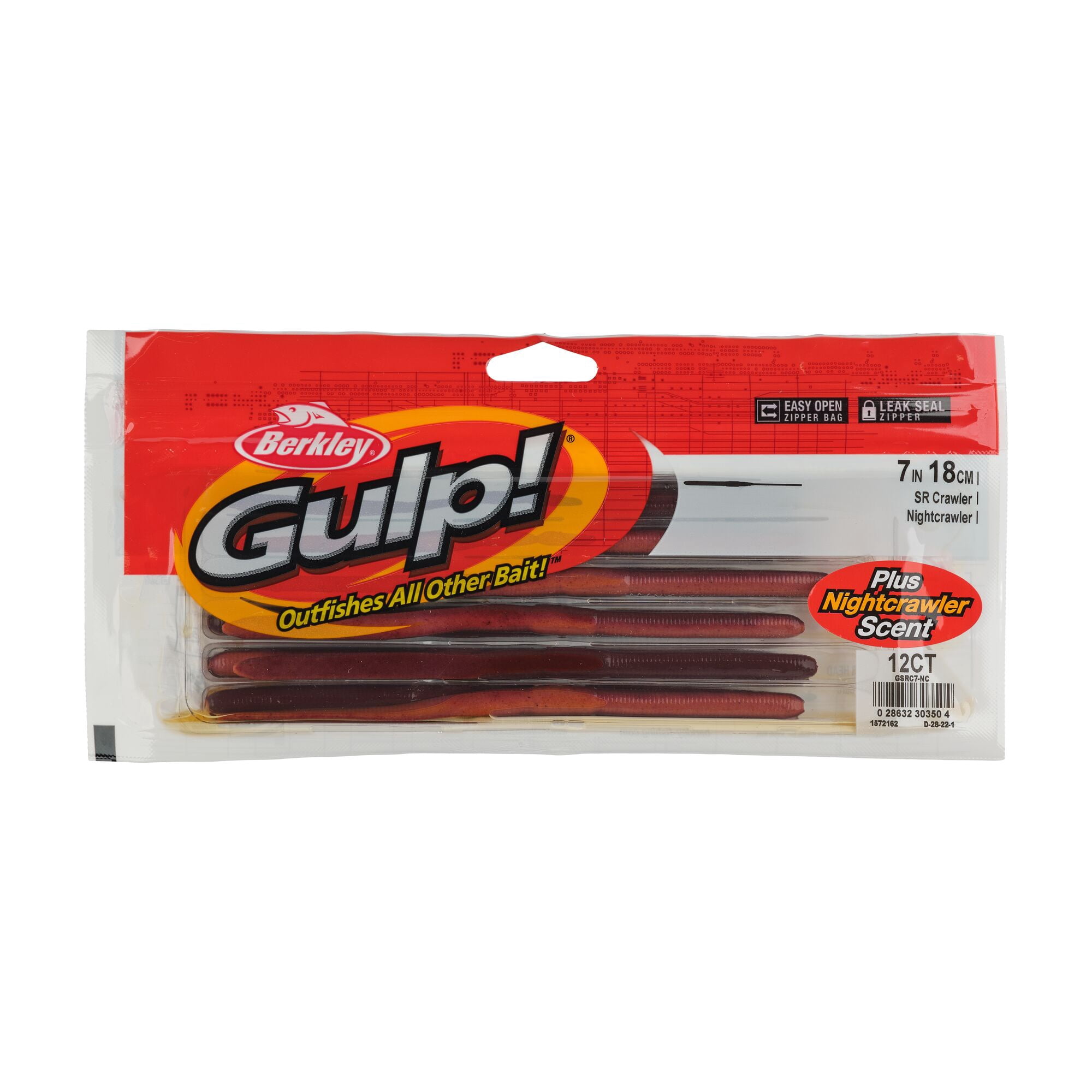 Berkley Gulp!® SR Crawler, 7 in, Worms, Nightcrawler (12 Count)