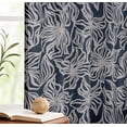 thumbnail image 3 of Vargottam Cotton Curtains for Windows - 3-in-1 Rod Pocket/Back Tab Short Window Drapes - Light Filtering Cotton Panels - Set of 2, 52"x63" - Abstrct Floral Design (Blue), 3 of 6