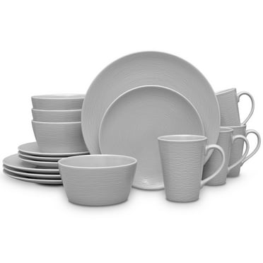 Noritake Colorscapes GoG Swirl (Grey on Grey) 16-Piece Coupe Dinnerware Set, Service for 4