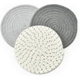 thumbnail image 3 of Potholders Set Trivets Set 100% Pure Cotton Thread Weave Hot Pot Holders Set (Set of 3) Stylish Coasters, Hot Pads, Hot Mats,Spoon Rest For Cooking and Baking by Diameter 7 Inches (Gray), 3 of 5