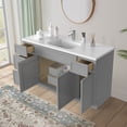 thumbnail image 4 of Vanity Art 60" Freestanding Bathroom Vanity Cabinet without Top in Gray, 4 of 6