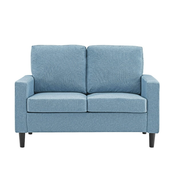 Mainstays Upholstered Apartment Loveseat, Light Blue