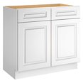 thumbnail image 2 of LOVMOR 36" Bathroom Vanity, Kitchen Base Cabinet, Single Sink Storage Unit, Pedestal Sink Storage Cabinet, Large Capacity for Laundry Room, Kitchen, Shower Room & Utility Room, White, 2 of 4