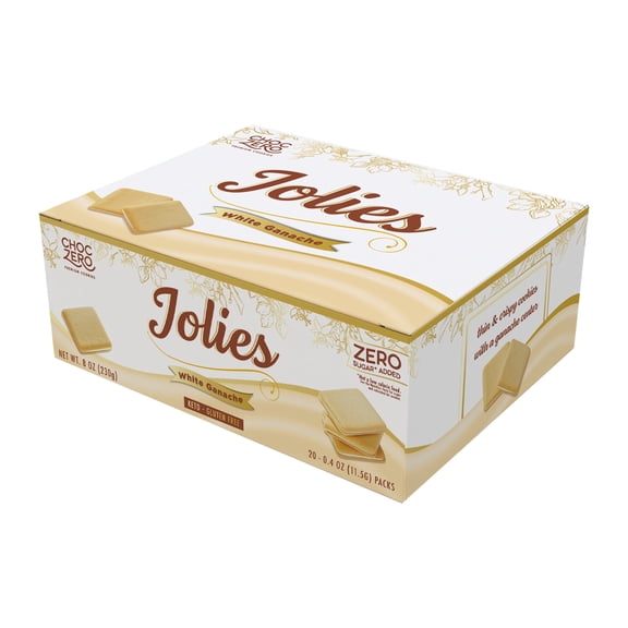 ChocZero White Chocolate Jolies, No Added Sugar White Chocolate Filled Cookies, Keto Friendly, 8 oz Box
