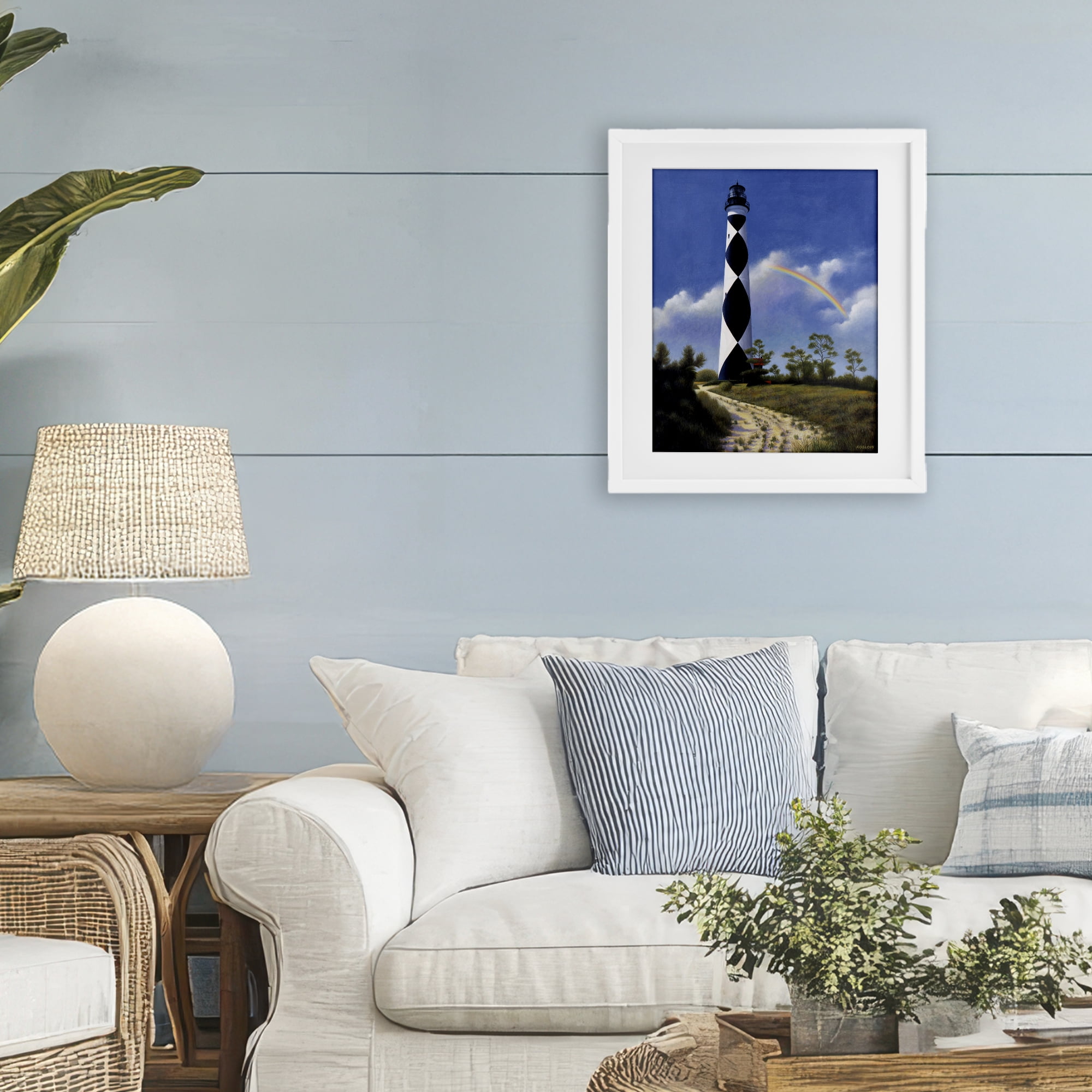 North Carolina Cape Lookout White Framed Print Under Glass, design by Wind River Studios