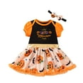 thumbnail image 4 of mgoYE Toddler Baby Girl Pumpkin Printed Tutu Dress Long Sleeve Skirt Outfits Clothes with Headband|Yellow 3-6 Months, 4 of 4