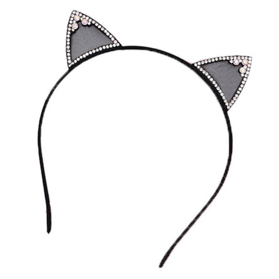 Slccxzc 1Pc Women Cat Ear Rhinestone Headband Halloween Party Hairband Lovely Hair Hoop