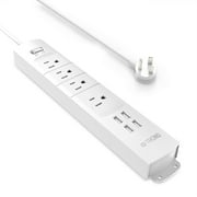 TROND Power Bar Surge Protector with 4 USB Ports, 4 AC Outlets, Flat Plug Power Strip, 3ft Short Cord, 1440 Joules