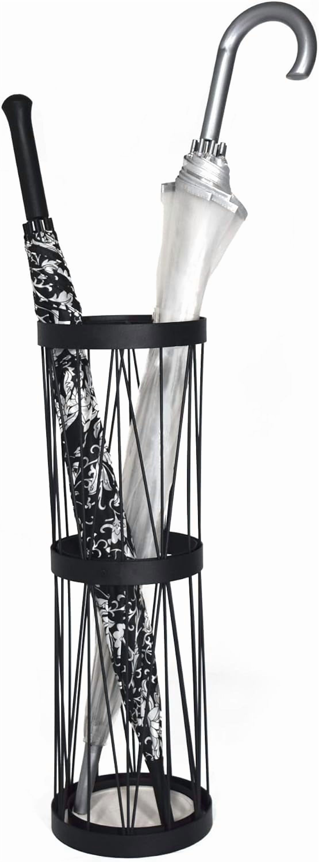 Tall Umbrella Holder, Metal Umbrella Stand for Entryway, Freestanding Umbrella Rack Organizer with Drip Tray, Black