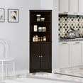 thumbnail image 6 of Spirich Home Tall Corner Cabinet with Two Doors and Three Tier Shelves, Free Standing Corner Storage Cabinet for Bathroom, Kitchen, Living Room or Bedroom, Espresso, 6 of 6