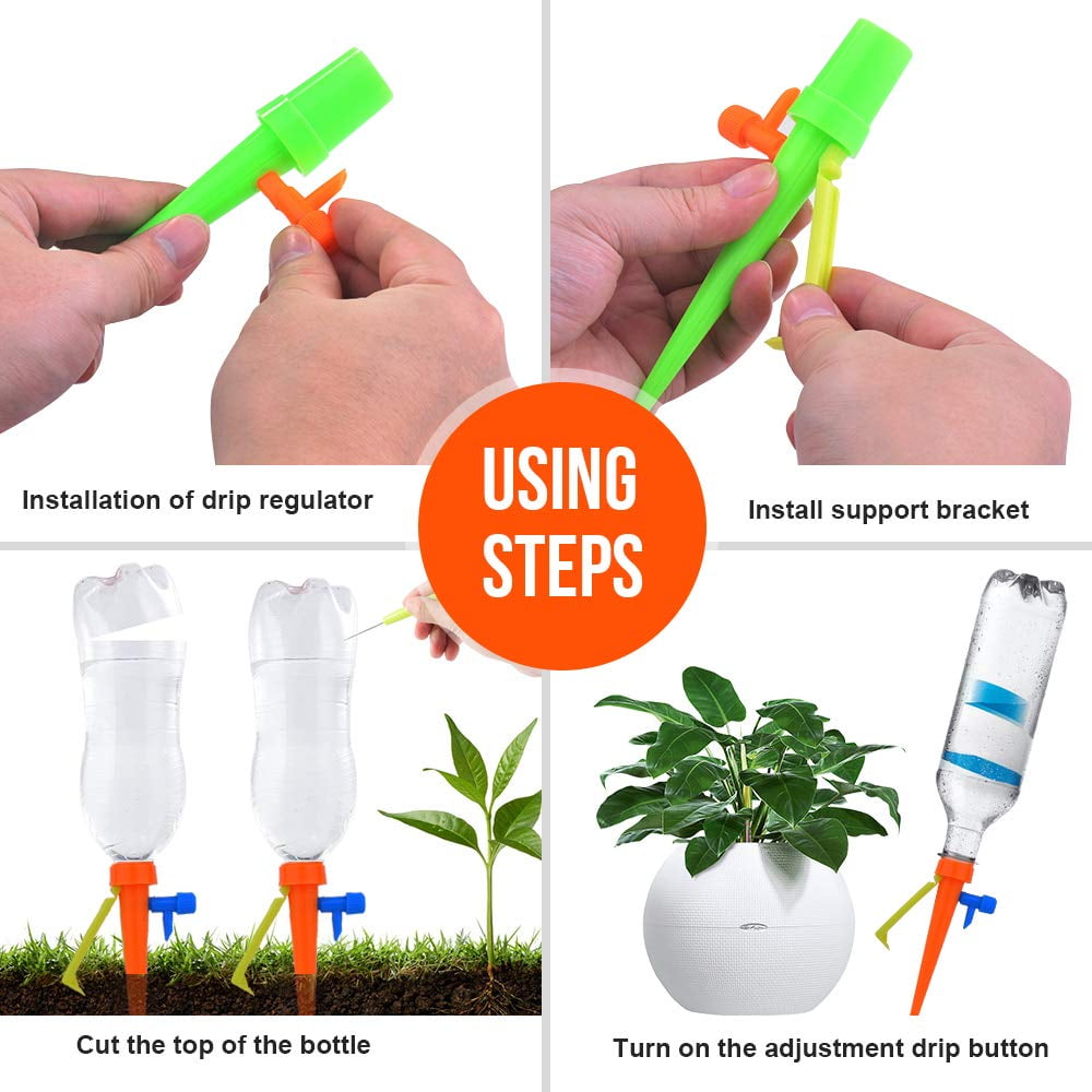Self Plant Waterer with Anti-Down Bracket Suitable for All Bottle akadomi 13PCS Plant Watering Devices with Slow Release Control Valve Switch Self Watering Spikes Irrigation Garden Watering Bulbs