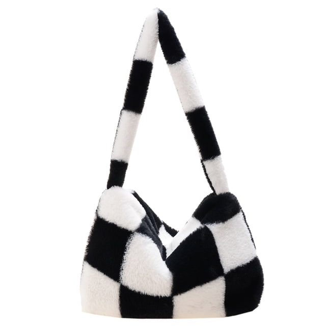 Patrón de flores Hombro Axila Bolso Mujer Felpa Bolso con asa superior (19)