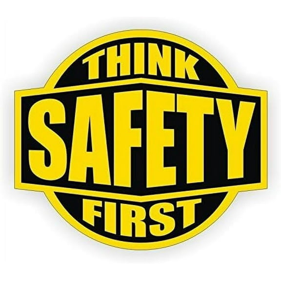 6 Pack - StickerDad® Think Safety First Hard Hat Sticker V2 Hard Hat Helmet decal - size: 2 Inch color: YELLOW/BLACK - Hard Hat, Helmet, Windows, Walls, Bumpers, Laptop, Lockers, etc.