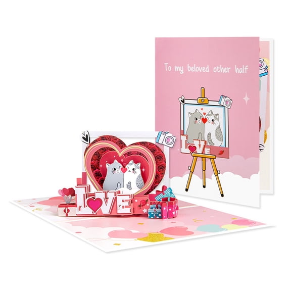 To My Beloved Other Half Valentine'S Day 3D Pop-Up Card, Handmade Romantic Design With Foldable Feature, Heartfelt Stationery For Love Gifting, Wishes And Special Occasions