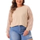 thumbnail image 1 of Blusas de lentejuelas brillantes GRACE & GRANDEUR Plus Size para mujeres, camisetas de fiesta de manga larga 1X en color rosa, 1 of 1