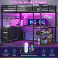 thumbnail image 5 of Afuhokles Loft Bed Full Size with U-Shaped Desk, 6 Storage Drawers, Power Outlet, LED Metal Loft Bed with 2 Storage Shelves, Bed with Safety Guardrail & Ladders, No Box Spring Needed, Gray, 5 of 9