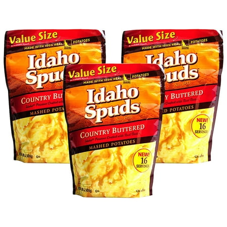 (3 Pack) Idaho Spuds Country Buttered Mashed Potatoes, 14.96