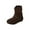 Brown, variant on Boots for Women, Flat Heel Slouch Casual Comfort Ankle Boots, Ring Buckle Side Zipper Fashion Fall Winter Booties, 5.5, Black