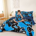 thumbnail image 4 of Manfei Sporty Motorcycle 7-Piece Twin Bedding，Extreme Games Bedding Comforter Set，Blue,Navy Blue Reversible, 4 of 7