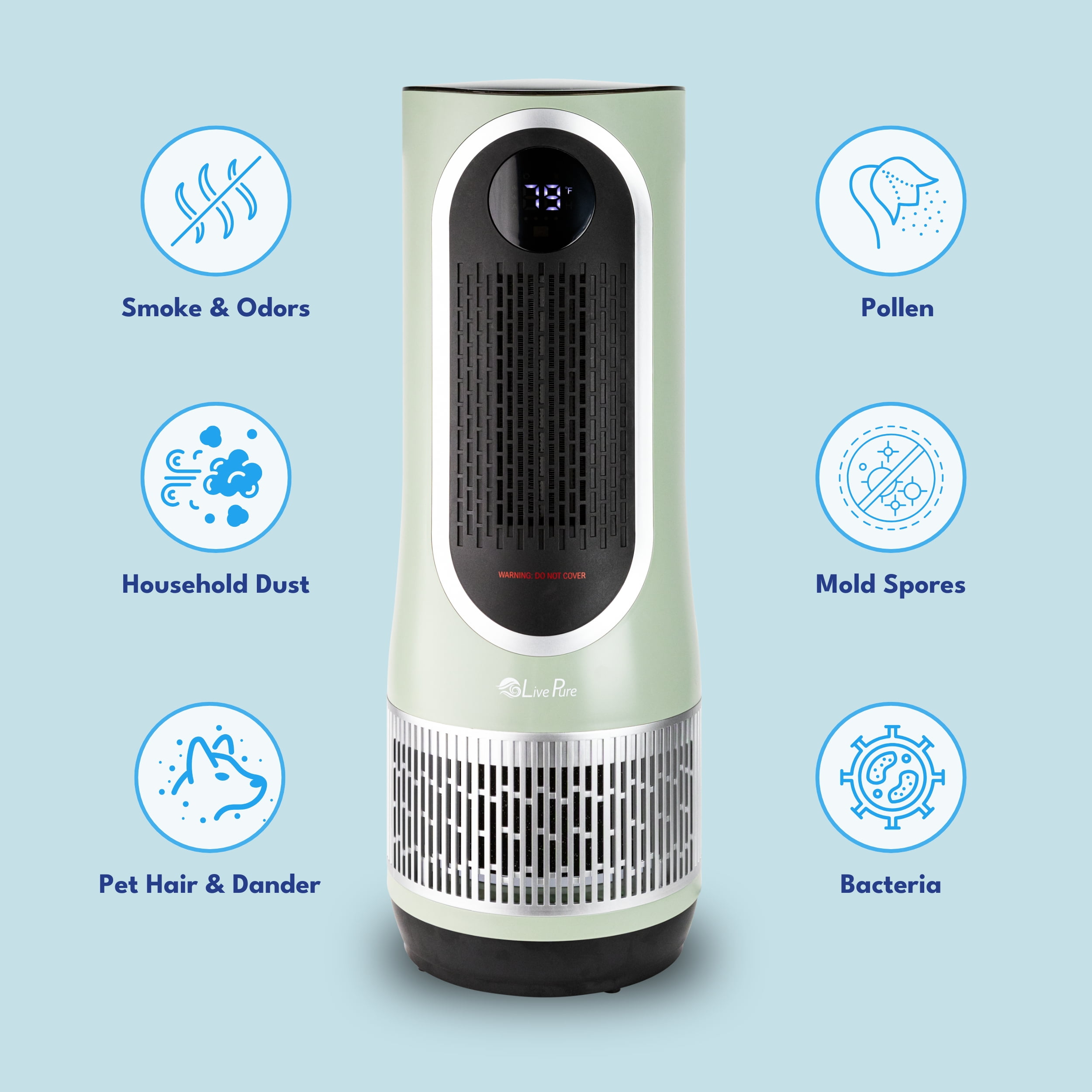 LivePure 3 in 1 Clean Heat Air Purifier/Fan & Heater. Sage