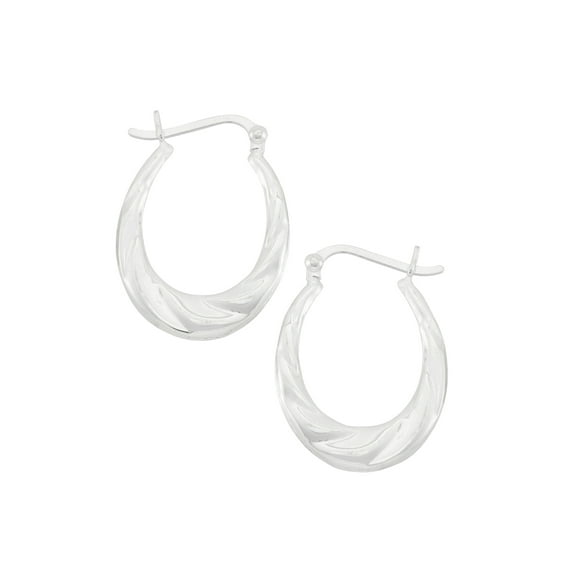 Sterling Silver 25x20mm Oval Twist Hoop Earrings