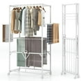 thumbnail image 2 of Spaco 68.5 Inches Foldable Aluminum Laundry Rack with Hanging Rods and Drying Shelves-White, Drying Rack for Clothing for Easy Storage, 2 of 8