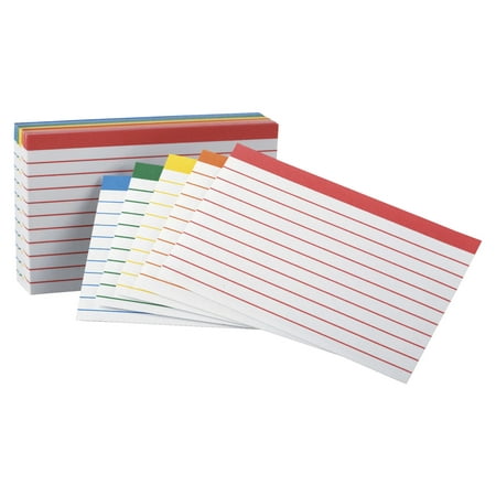 Oxford Color Coded Ruled Index Cards 3 x 5 Assorted Colors 100/Pack 04753