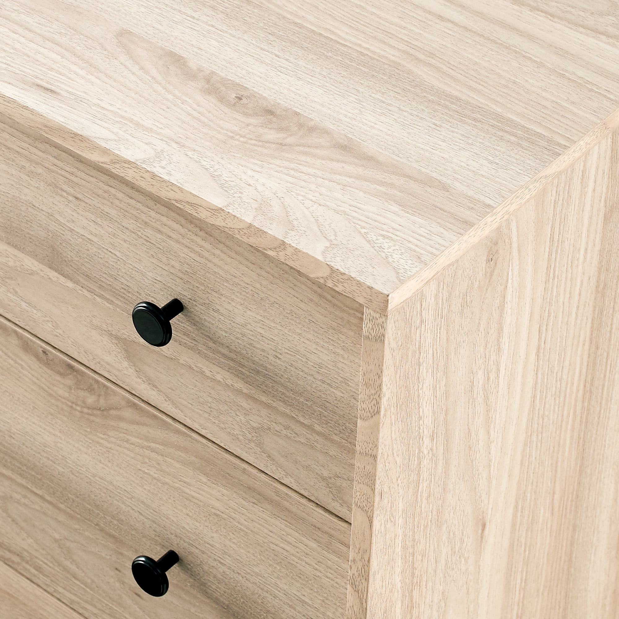 Walker Edison Modern Asymmetric 5 Drawer Wood Dresser, Birch