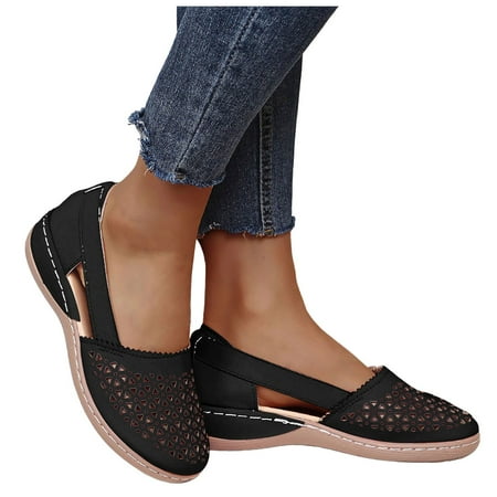Oyedens Ballet Flats Slip on Loafers for Women Wide Width Low Heels Comfortable Wedge Walking Shoes