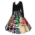 thumbnail image 2 of Felwors Robe de Thé Classique pour Femme de Noël à Manches Longues, Robe à Col en V avec Ceinture, Robe Évasée pour Cocktail et Fête, 2 of 4